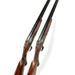 JAMES PURDEY & SONS; a cased pair of left handed over-and-under single trigger side plated shotguns,