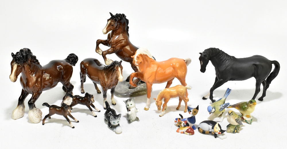 BESWICK; eight assorted horse figures to include rearing example, model no. 1014, together with