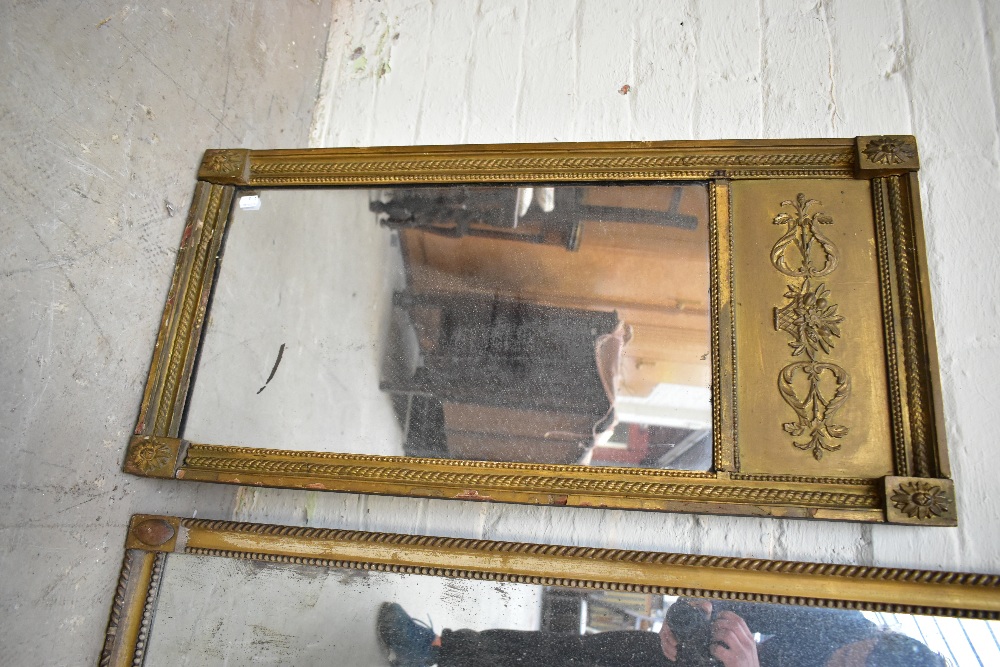 A 19th century gilt wood wall mirror of rectangular form, with boarded back, 141 x 73cm, together - Image 2 of 7