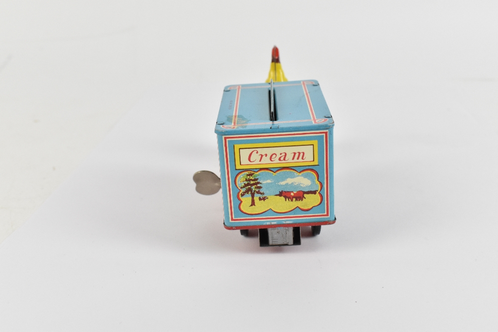 WELSOTOYS; a mid-20th century clockwork tinplate advertising milk float for Welsotoys Dairies, - Image 3 of 6