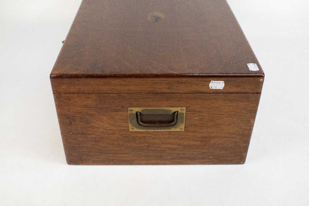 A early 20th century oak cased canteen, the hinged cover enclosing four empty trays, length 49cm. - Image 4 of 8