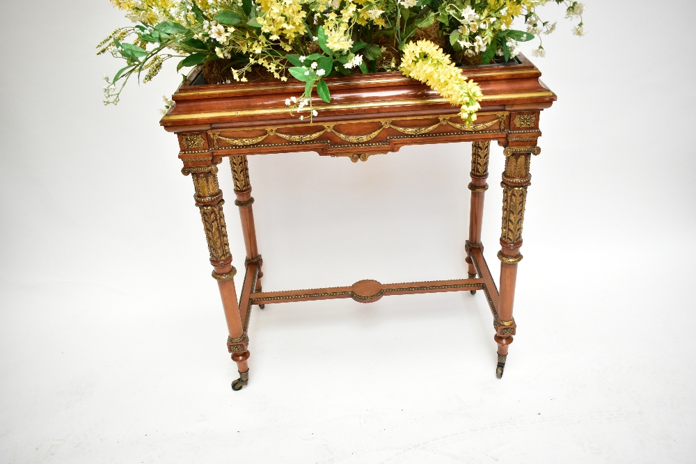 A late 19th century Adam style satinwood and gilt gesso rectangular jardiniere center table, - Image 7 of 9