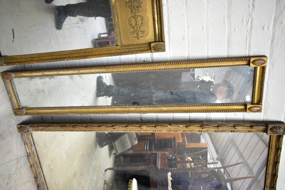 A 19th century gilt wood wall mirror of rectangular form, with boarded back, 141 x 73cm, together - Image 3 of 7