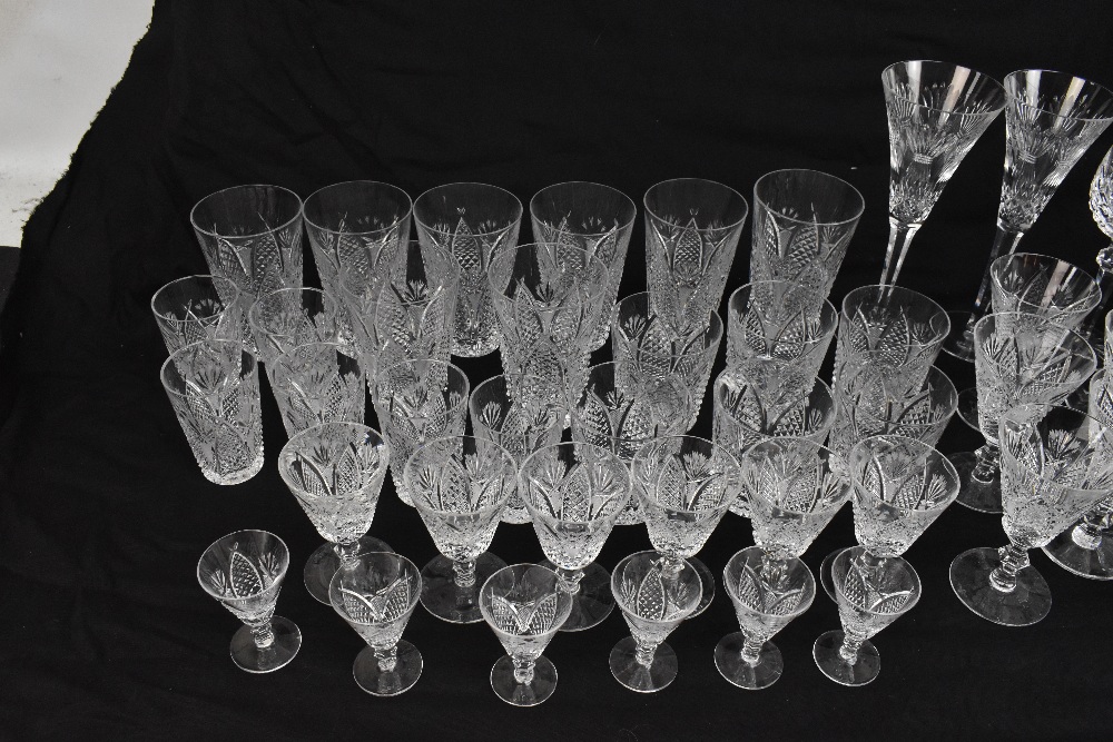 A collection of assorted cut glassware to include two large Waterford wine glasses, beakers, hock - Image 2 of 4