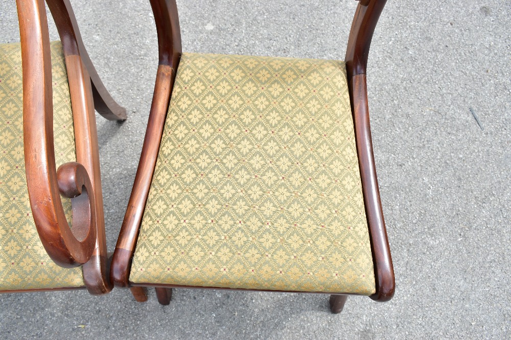 A set of eight reproduction Regency style mahogany rope back dining chairs with brass inlaid - Image 3 of 3