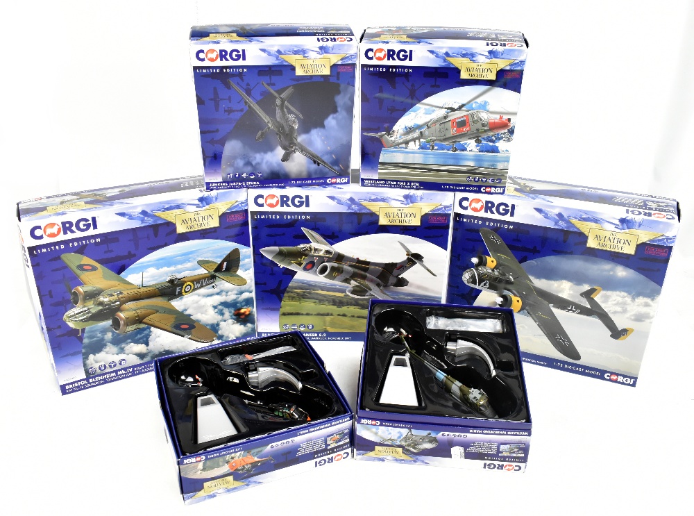 CORGI; seven boxed Aviation Archive model military aircraft comprising AA38409 Bristol Blenheim