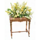 A late 19th century Adam style satinwood and gilt gesso rectangular jardiniere center table,