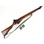LEE ENFIELD; a .303 bolt action fully stocked target rifle fitted with a Parker-Hale adjustable ring