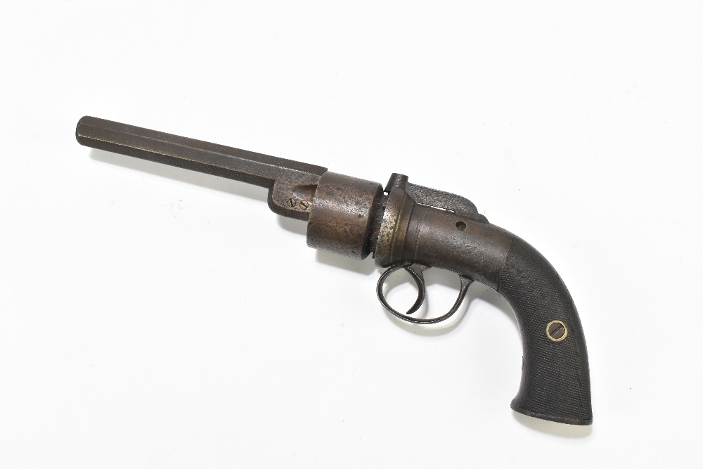 A 19th century transitional percussion cap six shot revolver with 5.5" octagonal barrel and fitted - Image 3 of 5