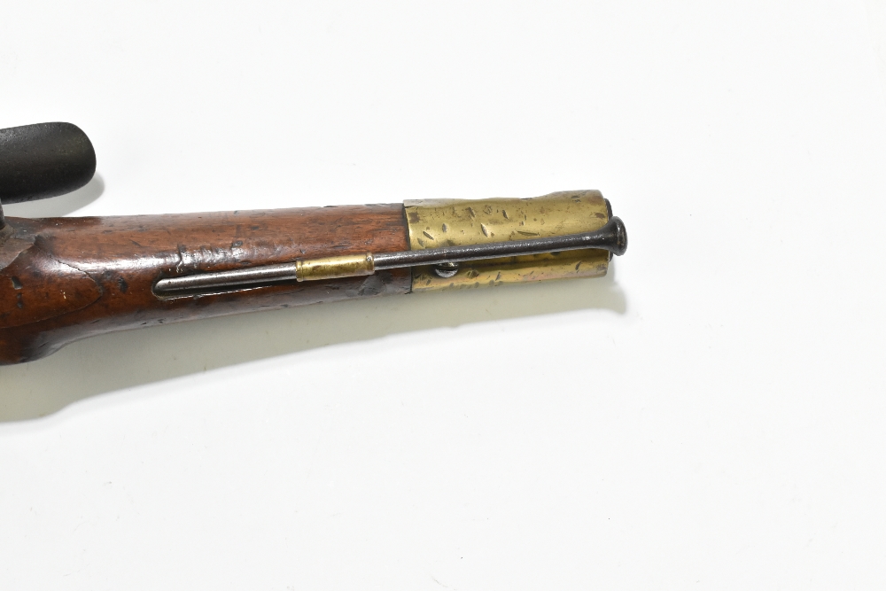 A 19th century Belgian flintlock pistol with 9.5" barrel, plain lock plate stamped '853' and - Image 5 of 12