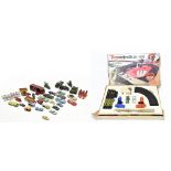 A group of loose playworn model vehicles including Dinky examples (some af), also a boxed Matchbox