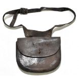 A leather military dispatch pouch, stamped 'R C T 8', width 24cm. Provenance: The Captain Allan