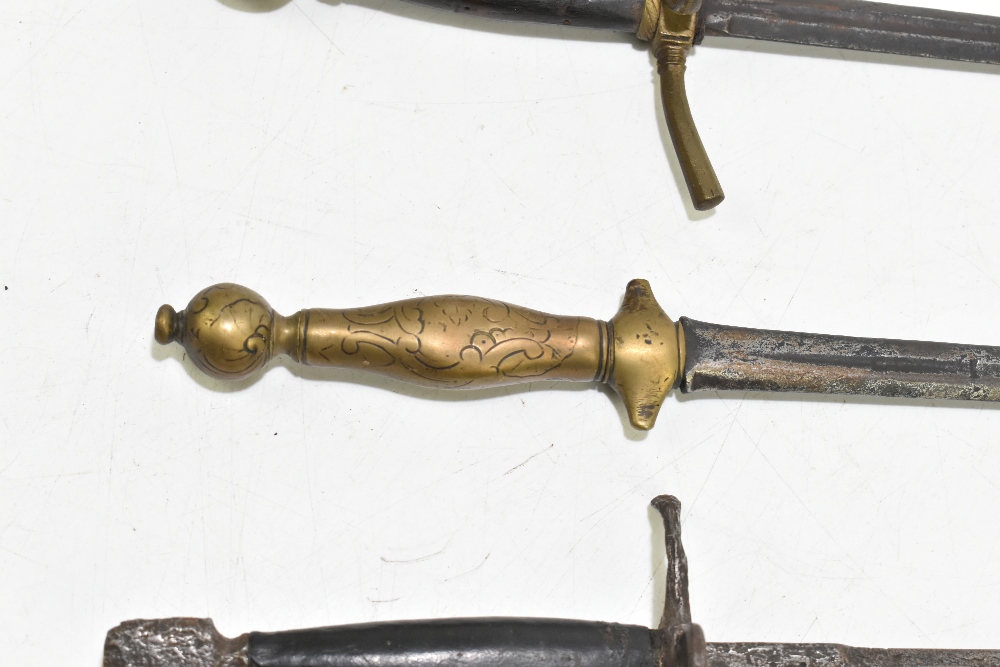 Four daggers including a parrying-type example, the brass hilted example stamped to blade 'In - Image 4 of 9