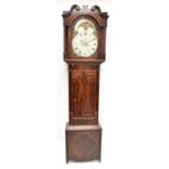 A 19th century mahogany cased longcase clock, the painted dial with Roman numerals, moon phase and