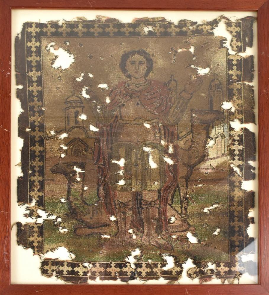 Four 18th/19th century Coptic textiles, one depicting St. George, each approx 42 x 32cm, all - Image 5 of 5