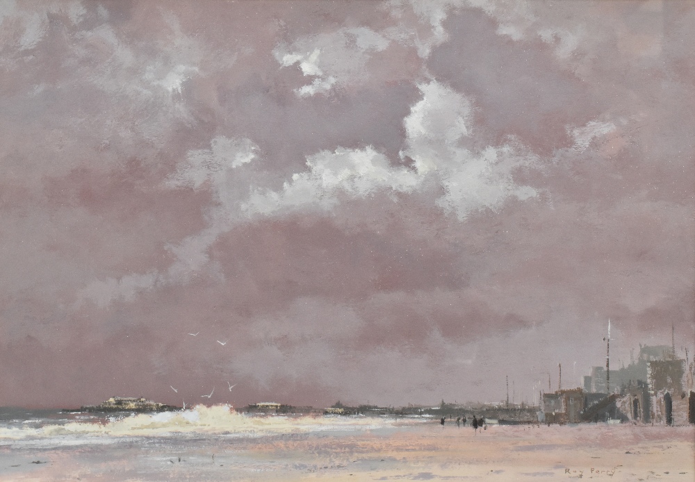 ROY PERRY; acrylic, Brighton Beach at Winter, signed lower right, 32.5 x 46.5cm, framed and - Image 2 of 4