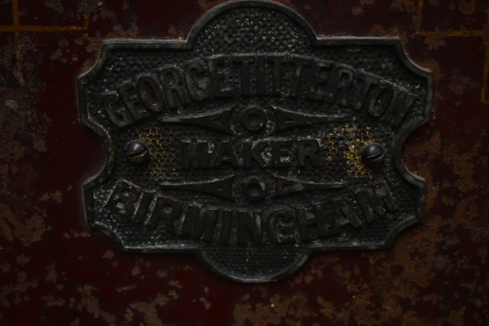 A cast iron safe of small proportions, with label for George Titterton Maker Birmingham, with door - Image 2 of 3