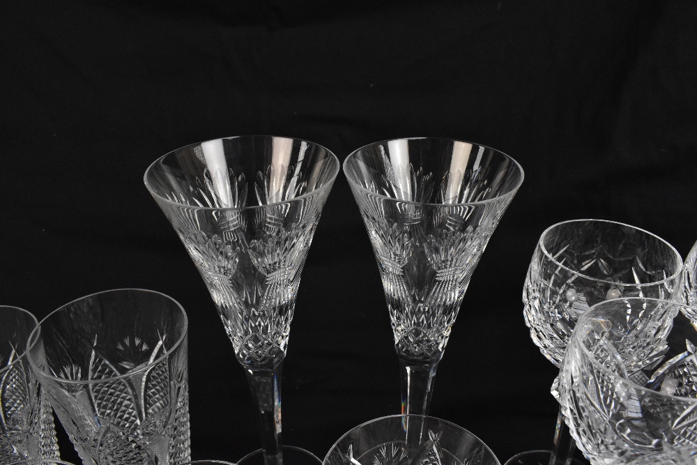 A collection of assorted cut glassware to include two large Waterford wine glasses, beakers, hock - Image 4 of 4