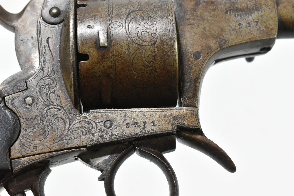 A late 19th/early 20th century Belgian pinfire revolver, the frame indistinctly signed with the - Image 10 of 10