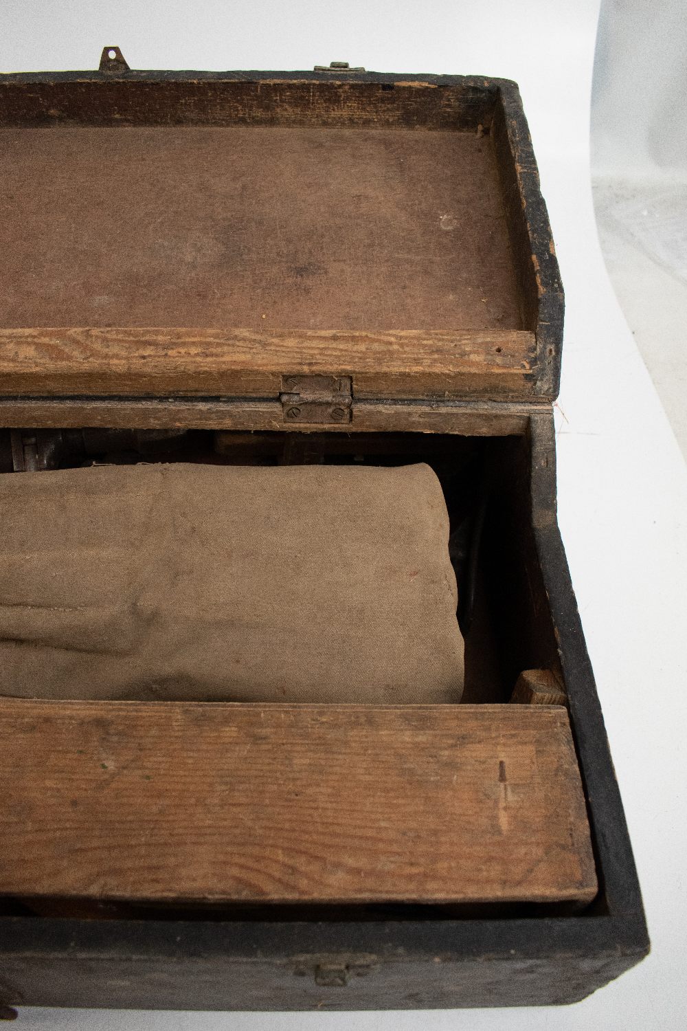 A tool chest housing a group of vintage tools including saw, chisels, brace, etc.Additional - Image 2 of 4