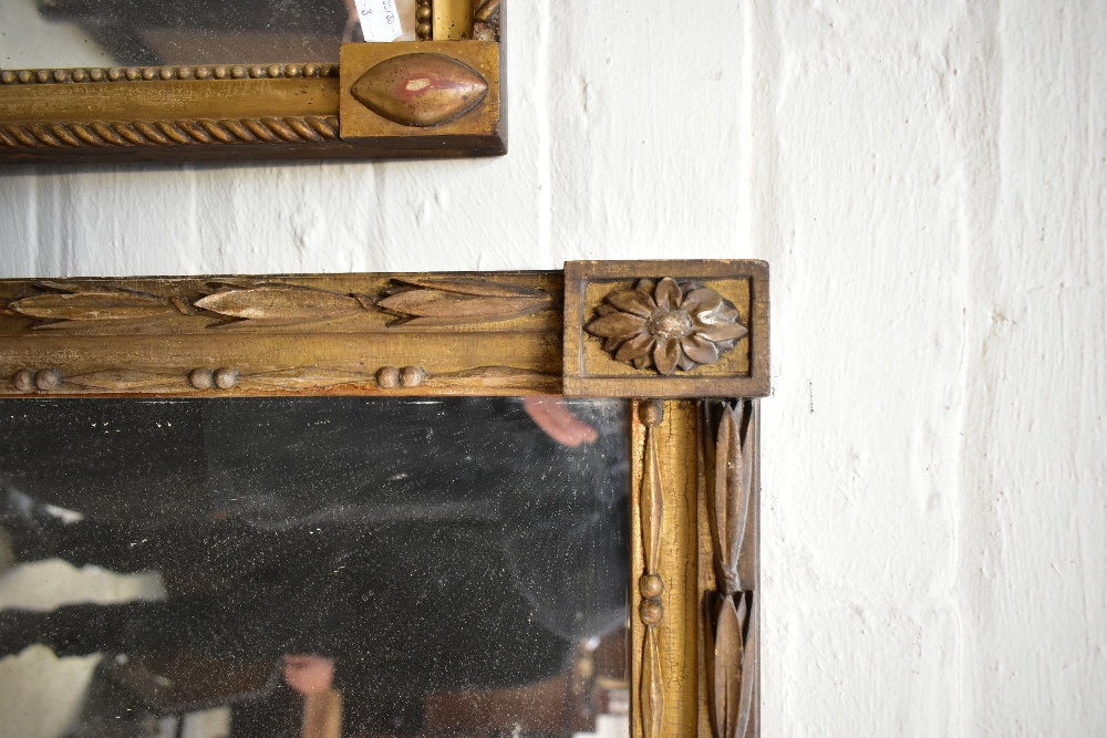 A 19th century gilt wood wall mirror of rectangular form, with boarded back, 141 x 73cm, together - Image 7 of 7