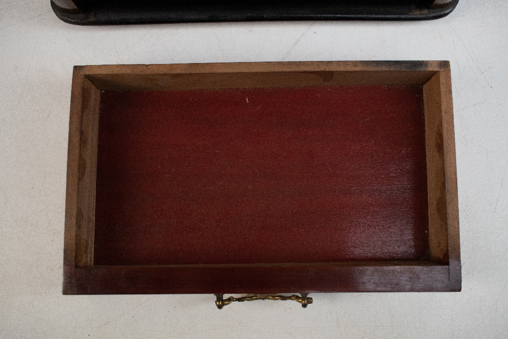 An early 19th century mahogany salt box, height 36cm, and an early 20th century walnut desk stand, - Image 4 of 10