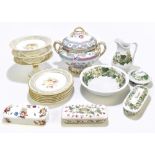 A collection of 19th century ceramics comprising an eleven part dessert service painted with
