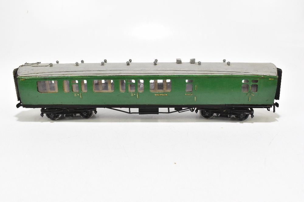 Three kit or scratch built wooden bodied Southern Railway coaches with electric multiple units - Image 3 of 10