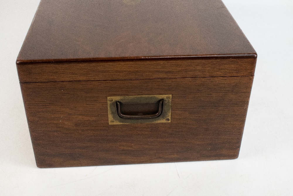 A early 20th century oak cased canteen, the hinged cover enclosing four empty trays, length 49cm. - Image 2 of 8