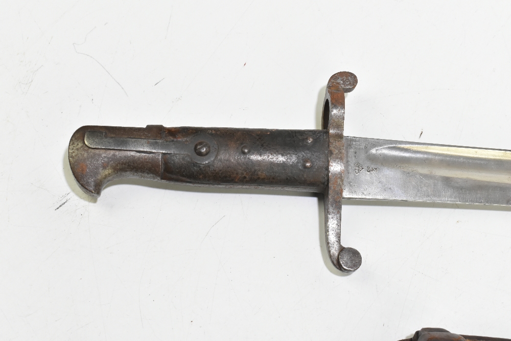 A late 19th century Chassepot-type military issue bayonet, the fullered blade with War Department - Image 2 of 8