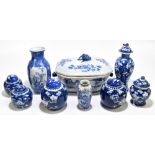 A Chinese Export blue and white tureen and associated cover, the cover with a moulded pomegranate