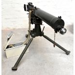 VICKERS; a Mk I .303 water cooled machine gun, mounted on a tripod with various broad arrow stamps