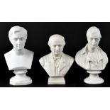 Three late 19th/early 20th century Parian ware busts of Byron, Wordsworth and Burns,