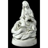 A late 19th/early 20th century Parian ware figure of Saint Agnes, also known as 'Agnes of Rome',
