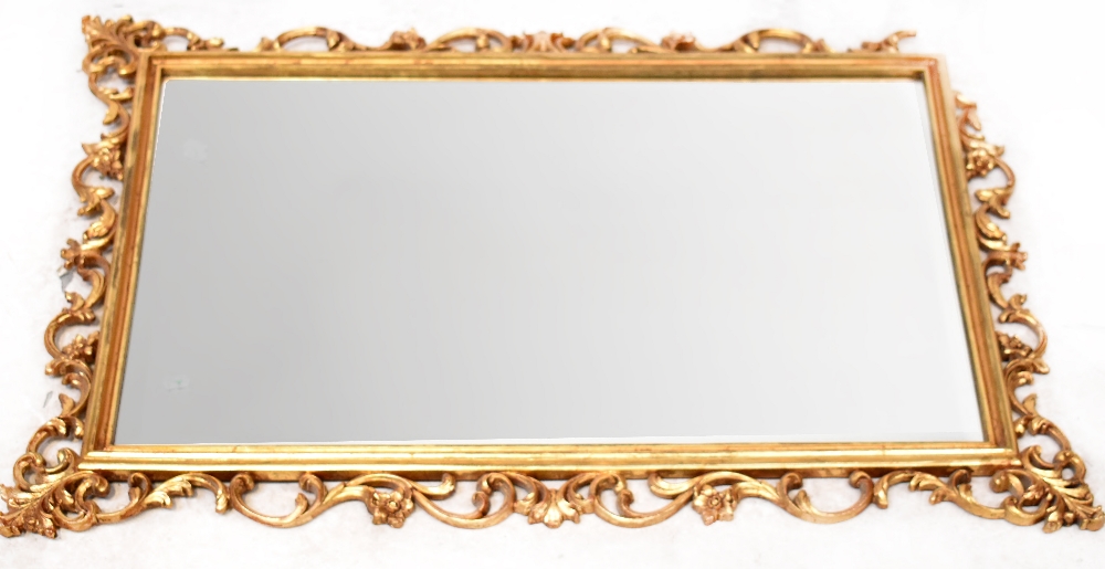 A bevel-edged mirror with scroll, shell and acanthus leaf heavy frame, 95 x 78cm, - Image 2 of 2