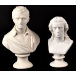 A late 19th/early 20th century Parian ware bust of a scholarly young man, impressed mark to back,