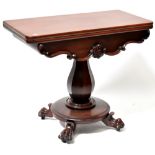 A 19th century mahogany fold-over tea table,