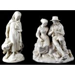 Two late 19th/early 20th century Parian ware figural groups,