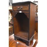 A Georgian-style mahogany-effect bedside cupboard with a single frieze drawer,