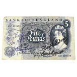 THE GREAT TRAIN ROBBERY; a £5 note signed by Ronnie Biggs (inscribed Rio 1998), Buster Edwards,