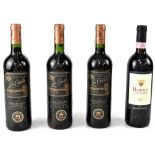 Three bottles of Los Condes Ramon Roqueta Gran Reserva Tempranillo Caberenet Sauvignon 2001,