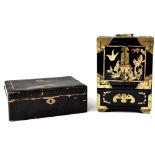 A 20th Century Oriental gilt mounted miniature cabinet with mother of pearl inlay,