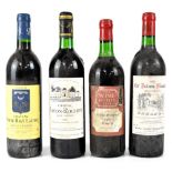 Four bottles of red wine, a 1986 Château Bellevue-Mondotte Saint-Émillion,