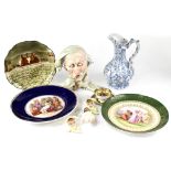 Various collectible pottery to include a Capodimonte wall mask depicting an elderly gentleman with