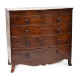 A 19th century Scottish mahogany bow-fronted chest of two short over three long graduated drawers,