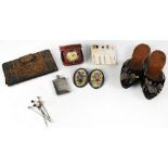 Various mixed collectibles to include a pair of embroidered children's Middle Eastern slippers,