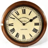 A Synchronome oak electric wall clock, the painted dial set with Roman numerals, dial 29cm diameter.
