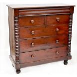 A Victorian mahogany Scottish chest of two short over three long graduated drawers,