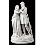 A 19th century Parian ware figure group of King Arthur and Guinevere,