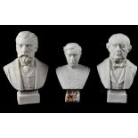 Three late 19th/early 20th century Parian ware busts, Disraeli by Robinson & Leadbetter,